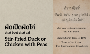 Stir-Fried Duck or Chicken with Peas (ผัดเป็ดผัดไก่; phat bpet phat gai)